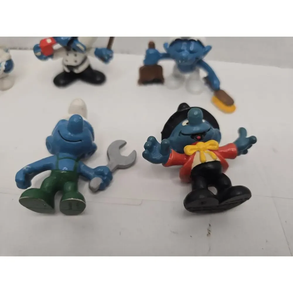 7 Working Smurfs Policeman, Doctor, Mechanic Smurf Police Vintage Schleich